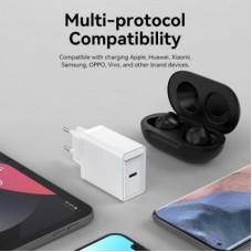 Зарядний пристрій Vention 1xUSB-C PD20W QC4.0 white (FADW0-EU) - Фото