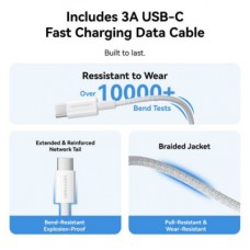Зарядний пристрій Vention 1xUSB-C PD30W + cable USB-C to USB-C white (G18W0-EU) - Фото