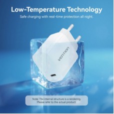 Зарядний пристрій Vention 1xUSB-C PD30W + cable USB-C to USB-C white (G18W0-EU) - Фото