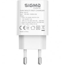 Зарядний пристрій Sigma 1xUSB-C PD33W + 1xUSB QC 3.0 GaN X-power PS33-01 white (4827798527719) - Фото