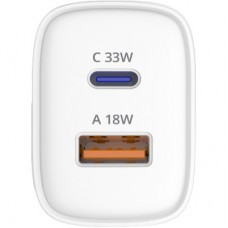 Зарядний пристрій Sigma 1xUSB-C PD33W + 1xUSB QC 3.0 GaN X-power PS33-01 white (4827798527719) - Фото