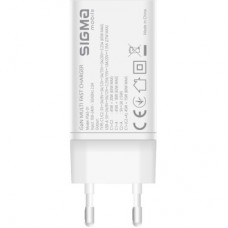 Зарядний пристрій Sigma 2xUSB-C PD65W + 1xUSB QC 3.0 GaN X-power PS65-01 white (4827798637715) - Фото