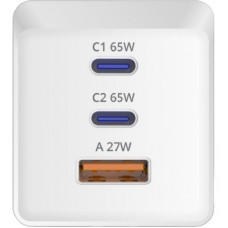 Зарядний пристрій Sigma 2xUSB-C PD65W + 1xUSB QC 3.0 GaN X-power PS65-01 white (4827798637715) - Фото