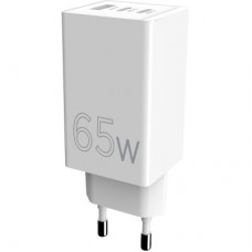 Зарядний пристрій Sigma 2xUSB-C PD65W + 1xUSB QC 3.0 GaN X-power PS65-01 white (4827798637715) - Фото
