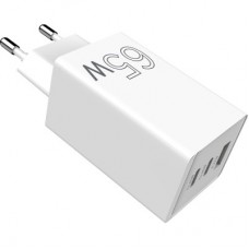 Зарядний пристрій Sigma 2xUSB-C PD65W + 1xUSB QC 3.0 GaN X-power PS65-01 white (4827798637715) - Фото