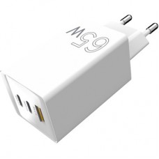 Зарядний пристрій Sigma 2xUSB-C PD65W + 1xUSB QC 3.0 GaN X-power PS65-01 white (4827798637715) - Фото