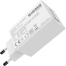 Зарядний пристрій Sigma 2xUSB-C PD65W + 1xUSB QC 3.0 GaN X-power PS65-01 white (4827798637715) - Фото