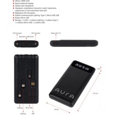 Батарея універсальна AURA NRG10 10000 mAh Black (PBANRG10B) - Фото