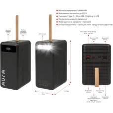 Батарея універсальна AURA NRG-P120 120000mAh 22.5W Black (PBANRG-P120B) - Фото