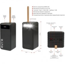 Батарея універсальна AURA NRG-P80 8000 mAh 22.5 W Black (PBANRG-P80B) - Фото