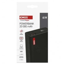Батарея універсальна EMOS 20000 mAh NTBF20, 65W, Pass-through, black (B0560B) - Фото
