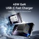Зарядний пристрій Vention 2xUSB-C PD45W GaN transparent white (FCFW0-EU)