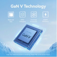 Зарядний пристрій Vention 1xUSB-C PD70W + 1xUSB QC 3.0 22.5 W GaN transparent gray (FCGH0-EU) - Фото