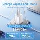 Зарядний пристрій Vention 1xUSB-C PD70W + 1xUSB QC 3.0 22.5 W GaN transparent gray (FCGH0-EU)
