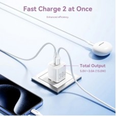 Зарядное устройство Vention 1xUSB-C PD30W + 1xUSB QC3.0 30W GaN + cable USB-C to USB-C 1.0m black (TZ-FEQB0-EU-01) - Фото
