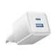 Зарядний пристрій Vention 1xUSB-C PD30W + 1xUSB QC 3.0 30 W GaN white (FEQW0-EU)