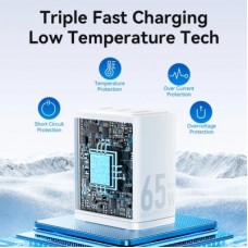 Зарядний пристрій Vention 2xUSB-C PD65W + 1xUSB QC 3.0 60 W GaN white (FERW0-EU) - Фото