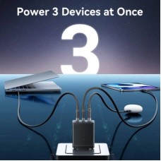 Зарядний пристрій Vention 2xUSB-C PD65W + 1xUSB QC 3.0 60 W GaN white (FERW0-EU) - Фото
