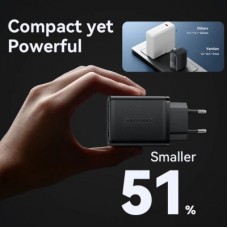 Зарядний пристрій Vention 2xUSB-C PD65W + 1xUSB QC 3.0 60 W GaN white (FERW0-EU) - Фото