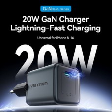 Зарядний пристрій Vention USB-C PD20W GaN gray (FEVH0-EU) - Фото