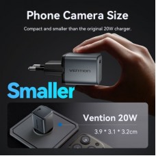 Зарядний пристрій Vention USB-C PD20W GaN gray (FEVH0-EU) - Фото