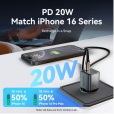 Зарядний пристрій Vention USB-C PD20W GaN gray (FEVH0-EU) - Фото