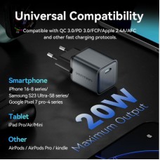 Зарядний пристрій Vention USB-C PD20W GaN gray (FEVH0-EU) - Фото