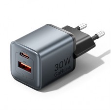 Зарядний пристрій Vention 1xUSB-C PD30W + 1xUSB QC 3.0 18 W GaN gray (FEWH0-EU) - Фото