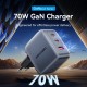 Зарядний пристрій Vention 2xUSB-C PD70W + 1xUSB QC 3.0 22.5 W GaN gray (FEXH0-EU)