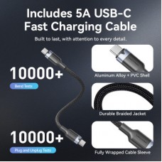 Зарядний пристрій Vention 2xUSB-C PD45W GaN + cable USB-C to USB-C 1.0m 5A gray (TZ-FCFH0-EU) - Фото