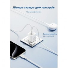 Зарядное устройство Vention 1xUSB-C PD30W + 1xUSB QC3.0 30W GaN + cable USB-C to USB-C 1.0m white (TZ-FEQW0-EU-01) - Фото