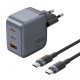 Зарядний пристрій Vention 2xUSB-C PD70W + 1xUSB QC 3.0 22.5 W GaN + cable USB-C to USB-C 1.0 m black gray (TZ-FEXH0-EU)