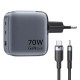Зарядний пристрій Vention 2xUSB-C PD70W + 1xUSB QC 3.0 22.5 W GaN + cable USB-C to USB-C 1.0 m black gray (TZ-FEXH0-EU)