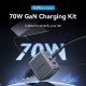 Зарядний пристрій Vention 2xUSB-C PD70W + 1xUSB QC 3.0 22.5 W GaN + cable USB-C to USB-C 1.0 m black gray (TZ-FEXH0-EU)