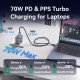 Зарядний пристрій Vention 2xUSB-C PD70W + 1xUSB QC 3.0 22.5 W GaN + cable USB-C to USB-C 1.0 m black gray (TZ-FEXH0-EU)