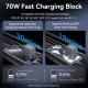 Зарядний пристрій Vention 2xUSB-C PD70W + 1xUSB QC 3.0 22.5 W GaN + cable USB-C to USB-C 1.0 m black gray (TZ-FEXH0-EU)