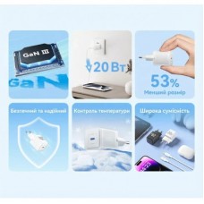 Зарядний пристрій Vention USB-C PD20W GaN black (FEPB0-EU) - Фото