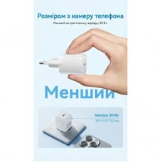 Зарядний пристрій Vention USB-C PD20W GaN black (FEPB0-EU) - Фото