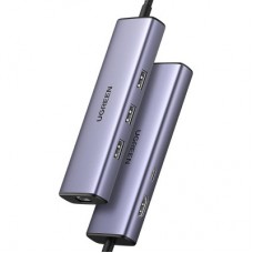 Концентратор Ugreen USB-C 6-in-1 3xUSB 3.0 + HDMI 4K@30Hz + RJ45 1000Mbps + PD silver (15598) - Фото