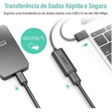 Дата кабель USB 2.0 AM to AF 20.0m Active black Ugreen (10324) - Фото