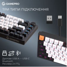 Клавіатура GamePro Asgard Valhalla QLAB Sakura Switch RGB Bluetooth/Wireless/USB-C UA Black (MK160-B-QS-PRO) - Фото