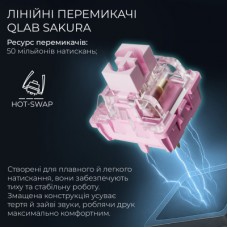 Клавіатура GamePro Asgard Valhalla Pro QLAB Sakura Switch RGB Bluetooth/Wireless/USB-C UA White (MK160-W-D-QS-PRO) - Фото