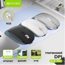 Мышка BAVIN G-K-991 RGB Wireless/Bluetooth Black (G-K-991-BK) - Фото
