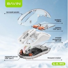 Мышка BAVIN G-K-992 RGB Wireless/Bluetooth White (G-K-992-WH) - Фото