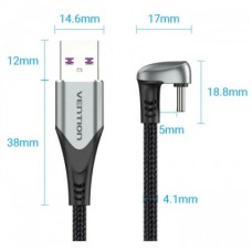 Дата кабель USB 2.0 AM to USB-C 1.5m 66W 180° U-Shaped aluminum alloy Vention (COHHG) - Фото