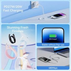 Дата кабель USB-C to Lightning 1.0m PD27W PVC blue Vention (LAKSF) - Фото