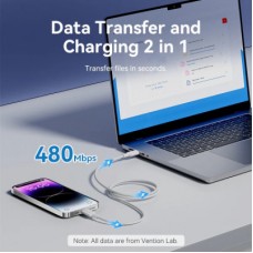 Дата кабель USB-C to Lightning 1.0m PD27W PVC blue Vention (LAKSF) - Фото