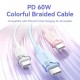 Дата кабель USB-C to USB-C 1.0m 60 W aluminum alloy white Vention (TRDWF)