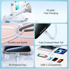 Дата кабель USB-C to USB-C 1.0m 60 W aluminum alloy white Vention (TRDWF) - Фото
