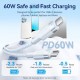 Дата кабель USB-C to USB-C 1.0m 60 W aluminum alloy white Vention (TRDWF)